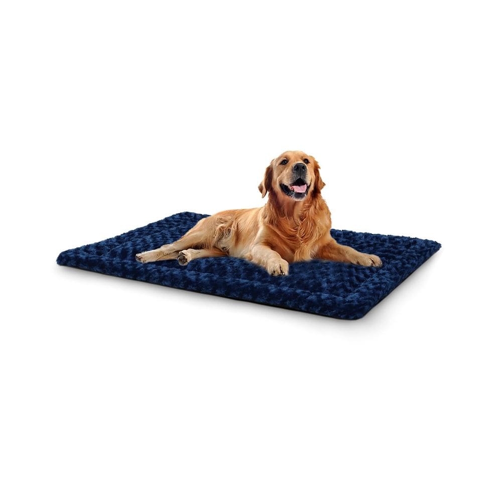 Tapete de cama para cães Exsnugy reversível lavável para cães grandes, azul
