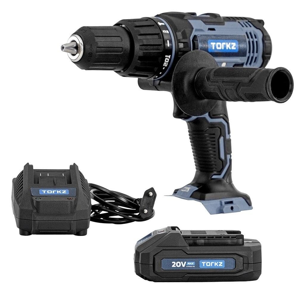 Furadeira Parafusadeira de Impacto Industrial TRB0011, Bateria e Carregador de Bateria Torkz , 20 Volts