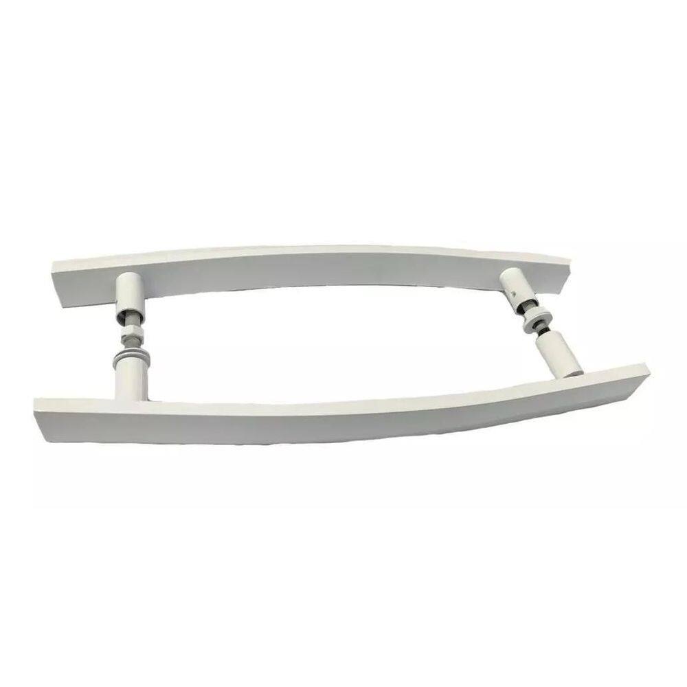 Puxador Portas Madeira Vidro Alumínio Curvo Branco 100Cm