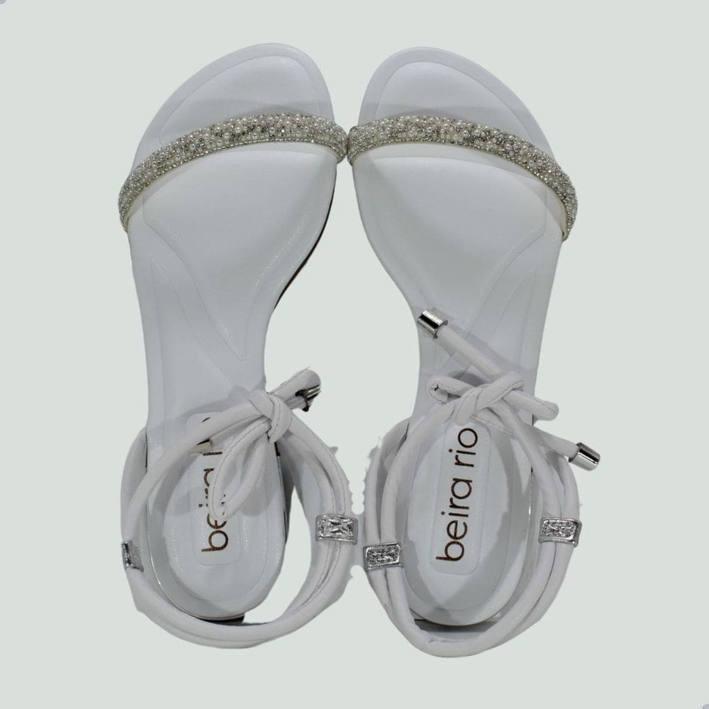 Sandália Rasteira Beira Rio Cristal Branco