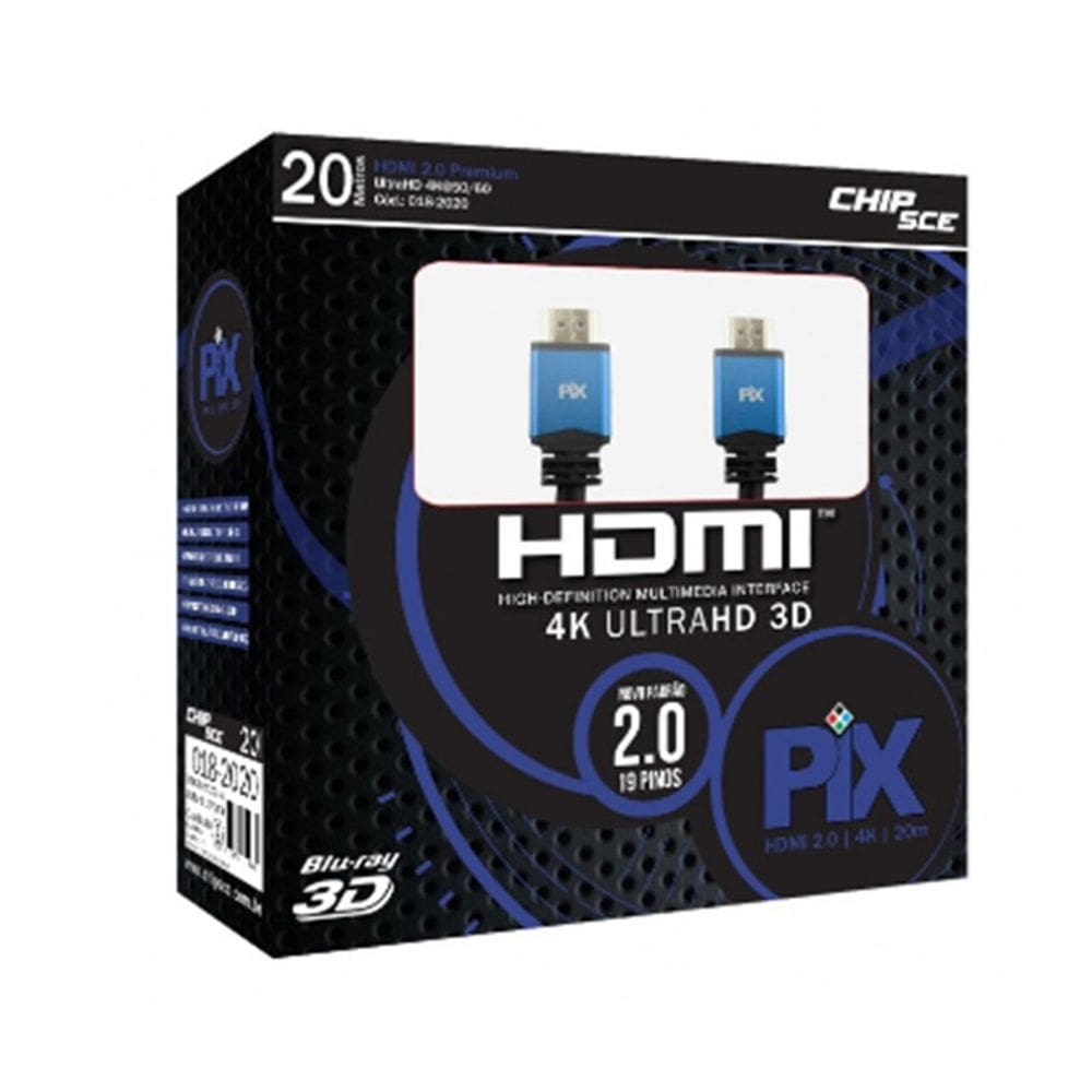 Cabo Hdmi 2.0 4K Ultra 20 M para pc