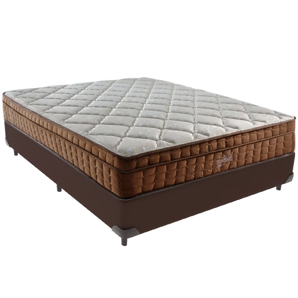 Cama Box Marrom e Colchão Anjos Star Pillow In Casal Anjos