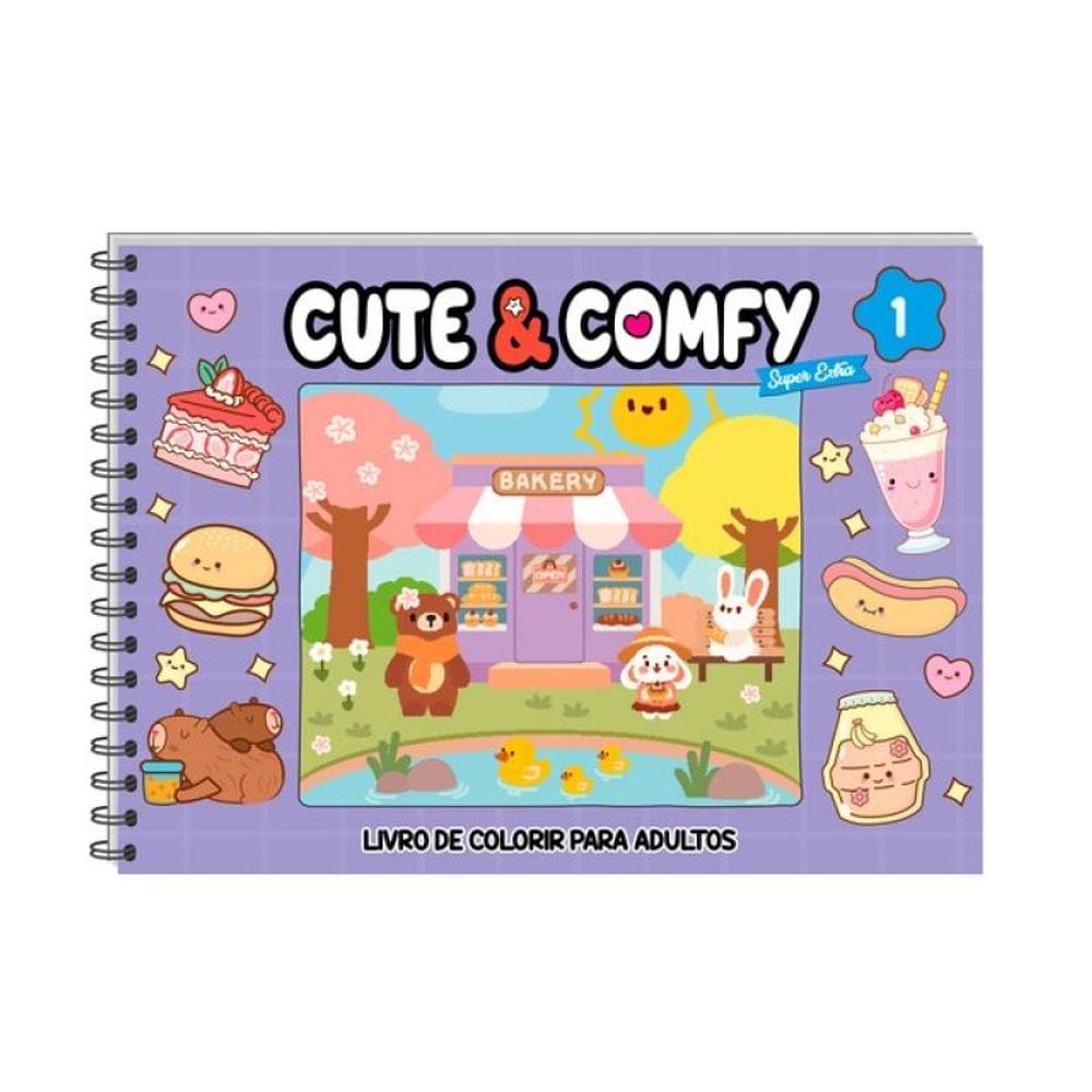 Cute & Comfy Super Extra Edição 01 - Livro De Colorir Adulto - Capa Dura Holográfica