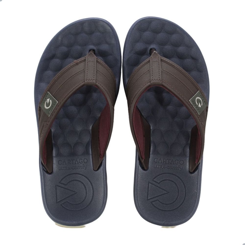 Chinelo Masculino Cartago Sintra Bege Marrom e Azul
