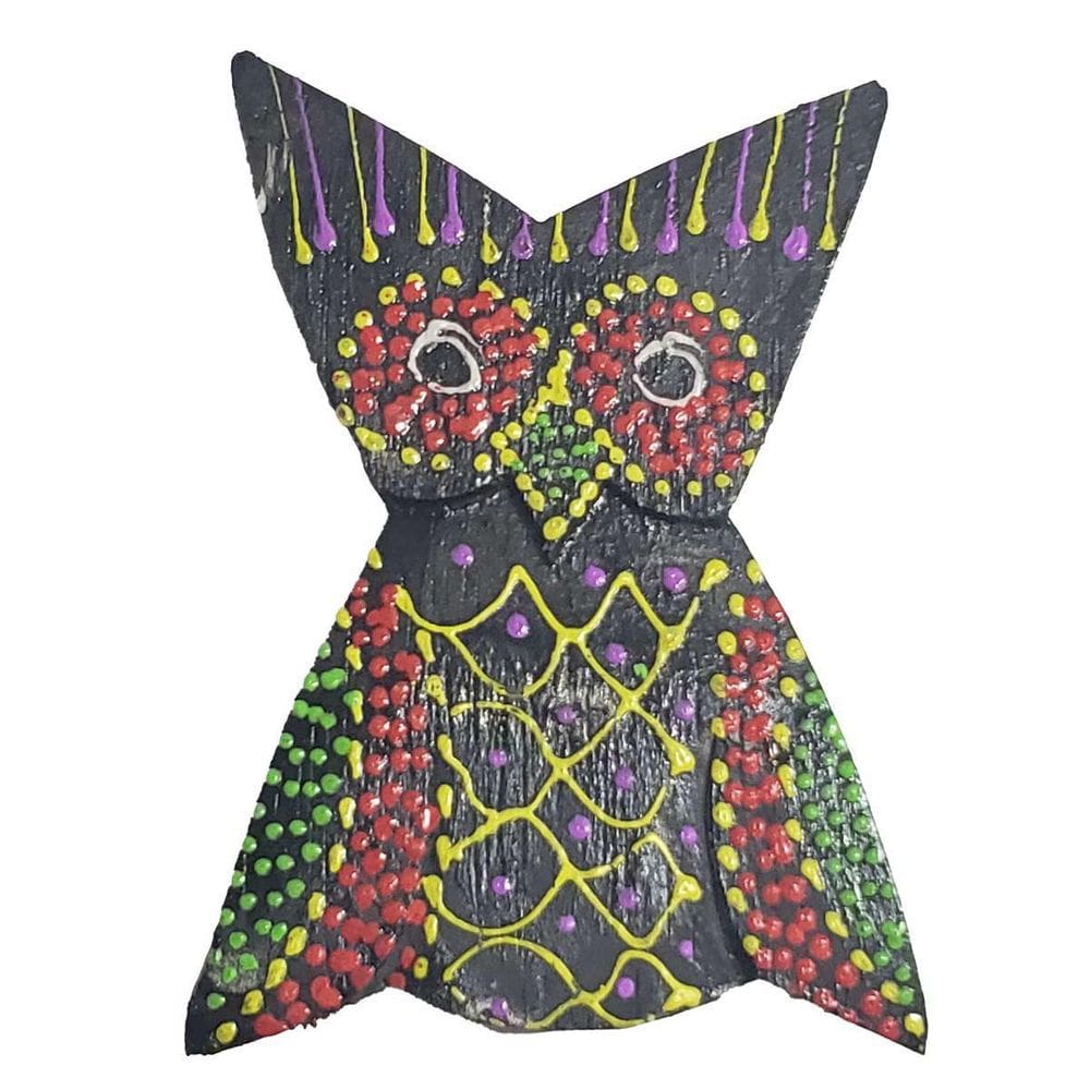 Imã Pintura Dots De Madeira Balsa Coruja