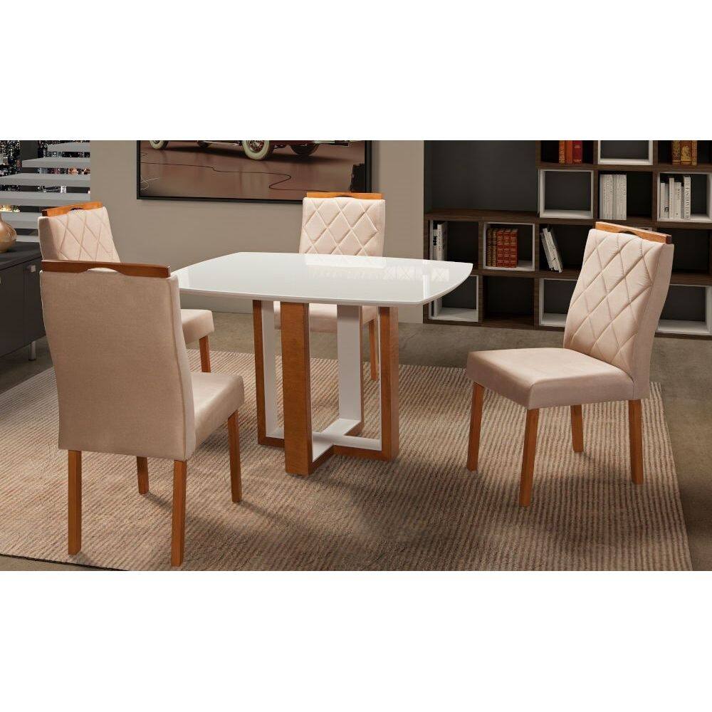 Sala de Jantar maciça 4 Cadeiras 140x90 Atlas Art Salas