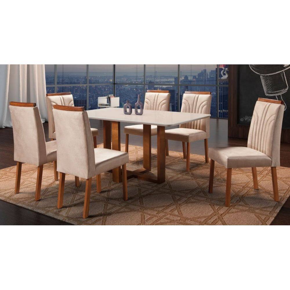 Sala de Jantar 6 Cadeiras 1,60x0,90m Atlas Veneza Art Salas
