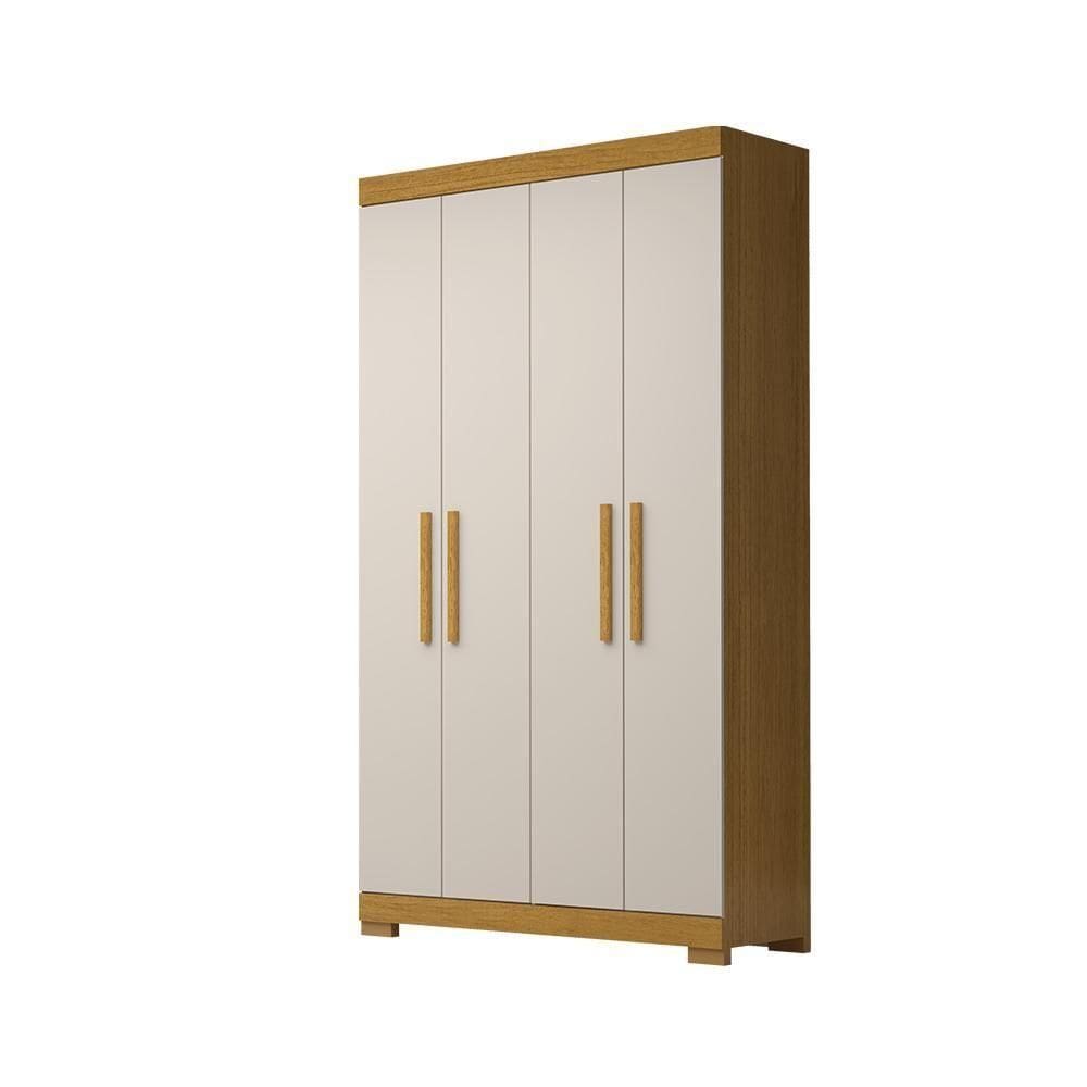 Guarda-roupa Solteiro Canadá 4 Portas Linhamobília Cinamomo/off White