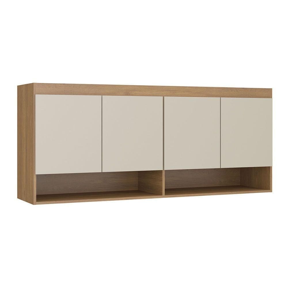 Armário Aéreo Modulado 4pts Selene 160x68cm Mdp Menu Móveis Carvalho