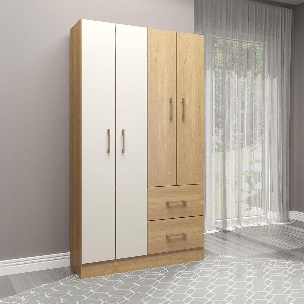 Guarda Roupa Solteiro 4 Pts 2 Gvts 93x172cm Mdp Menu Móveis Carvalho
