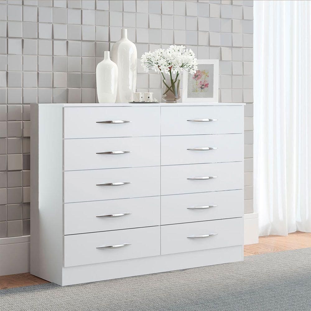 Cômoda Para Quarto 10 Gvts 117x92cm Mdp Branco Menu Móveis Branco