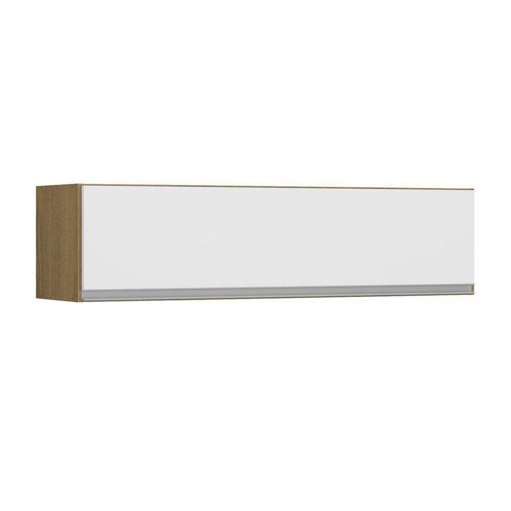 Armário Aéreo Basculante Sabrina 120x30cm Mdp Menu Móveis Avelã Branco