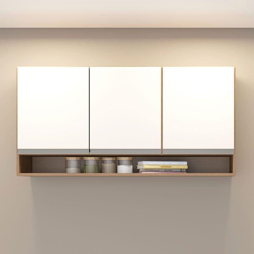 Armário Aéreo 3 Portas 120x60cm Sabrina Mdp Menu Móveis Branco Avelã