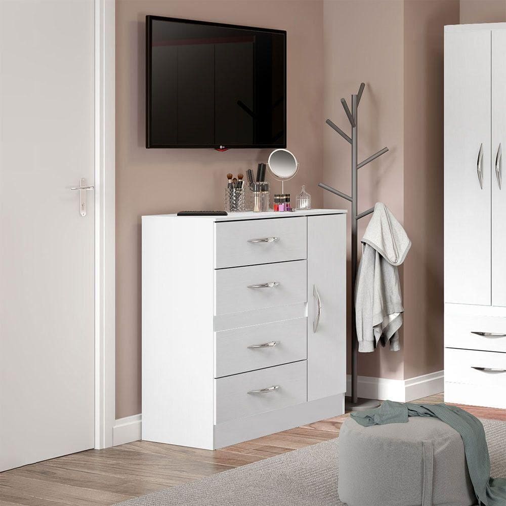 Cômoda Com 4 Gavetas 90x93cm Mdp Menu Móveis Branco