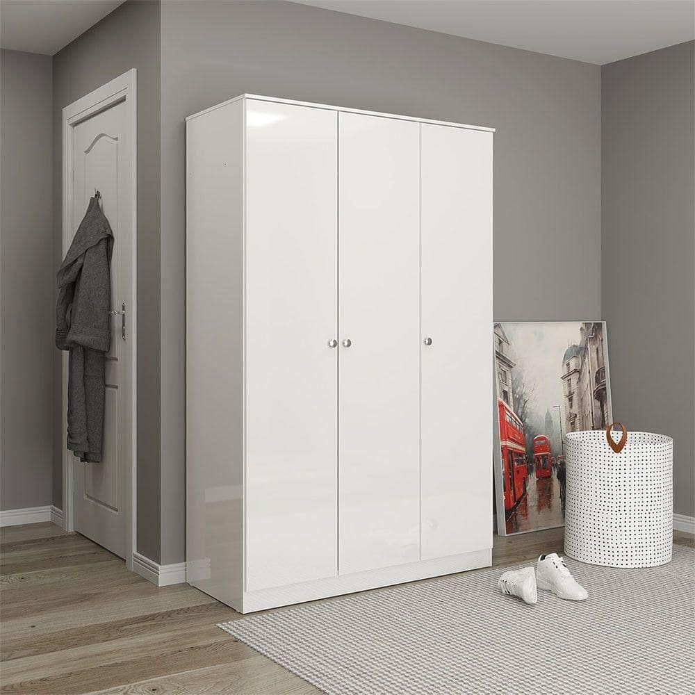 Guarda-roupa Solteiro London 3 Portas 112x175cm Menu Móveis Branco