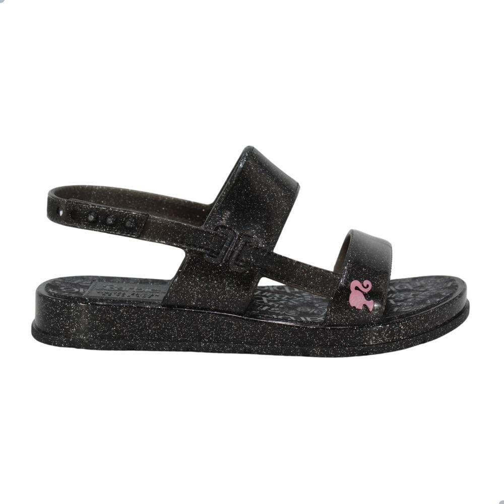 Sandália Feminina Infantil Grendene Kids Color Mochila Preto com Glitter