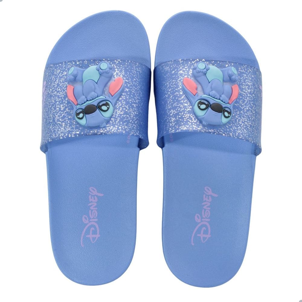 Chinelo Slide Infantil Grendene Kids Disney Mania Azul Glitter