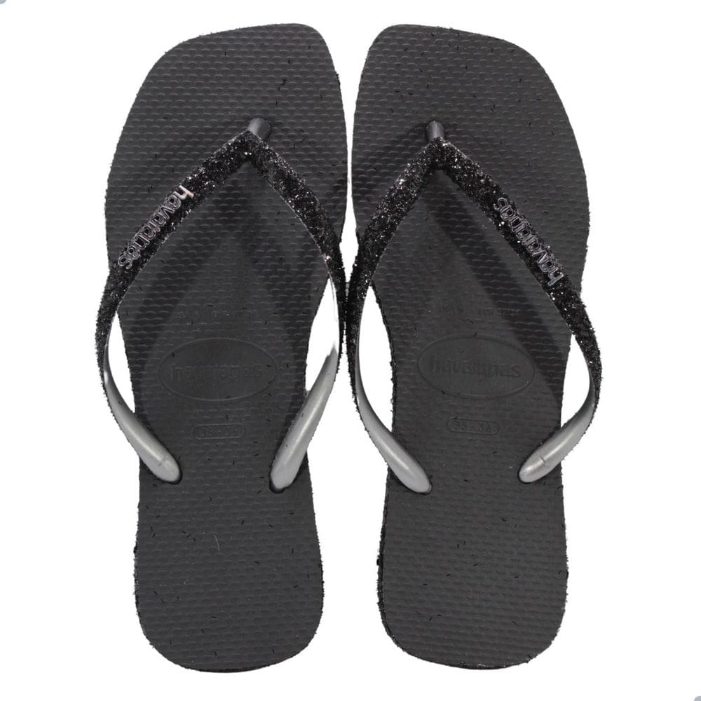 Chinelo Havaianas Slim Square Sparkle Novo Grafite