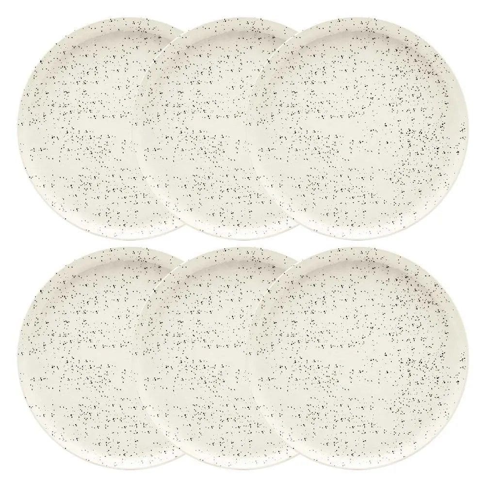 Conjunto de Pratos Rasos 06 Peças Flat Chuvisco Oxford