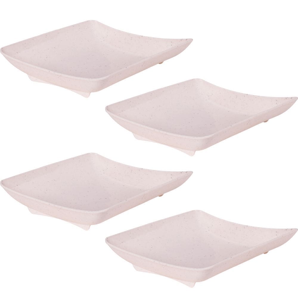 Travessa de plástico quadrada 900ml marmorizado com 4 unidades Plasutil ref. 16337
