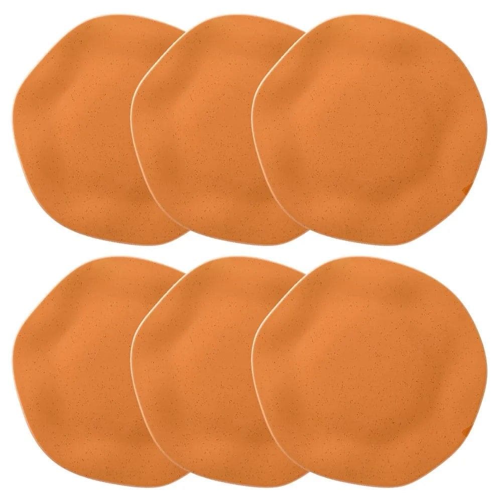 Conjunto de Pratos Rasos 06 Peças Ryo Papaya Oxford