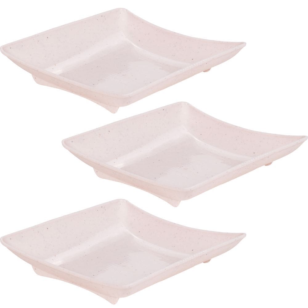Travessa de plástico quadrada 330ml marmorizado com 3 unidades Plasutil ref. 4572