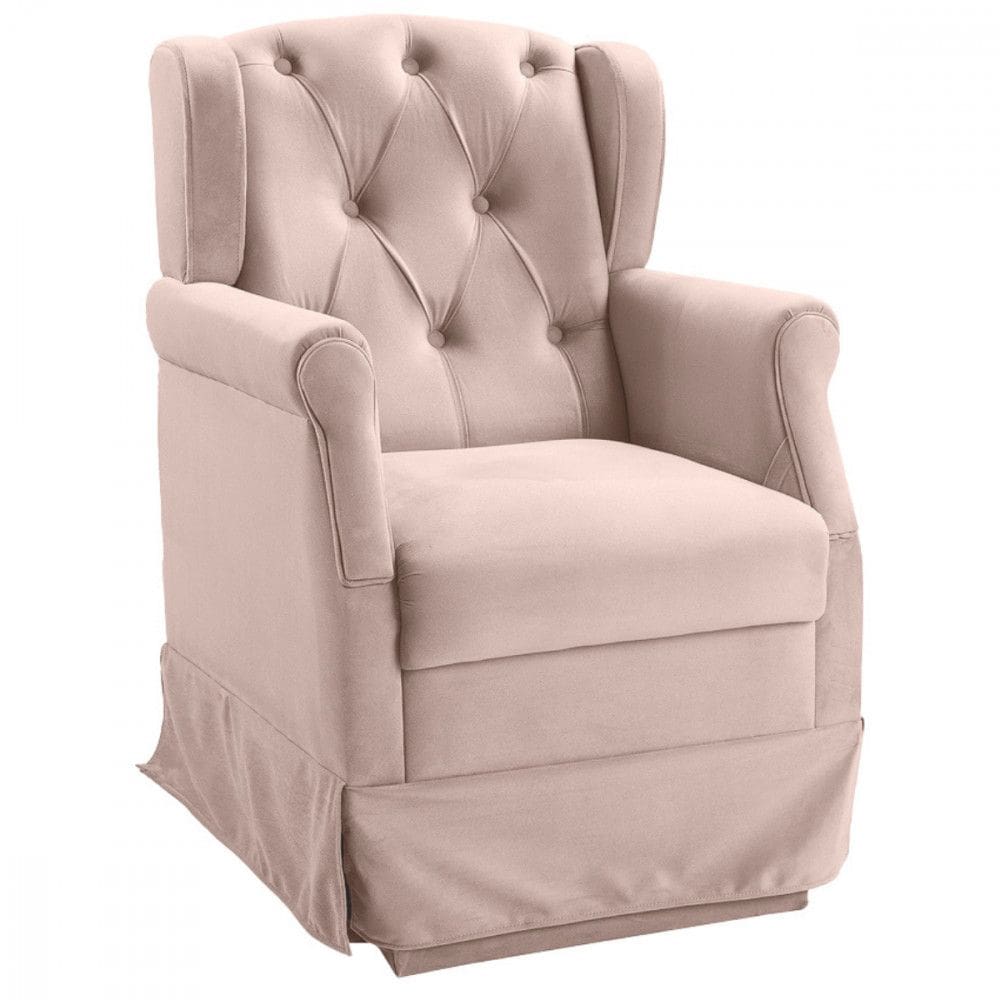 Poltrona De Amamentação Balanço Ternura Tecido Veludo Rosê