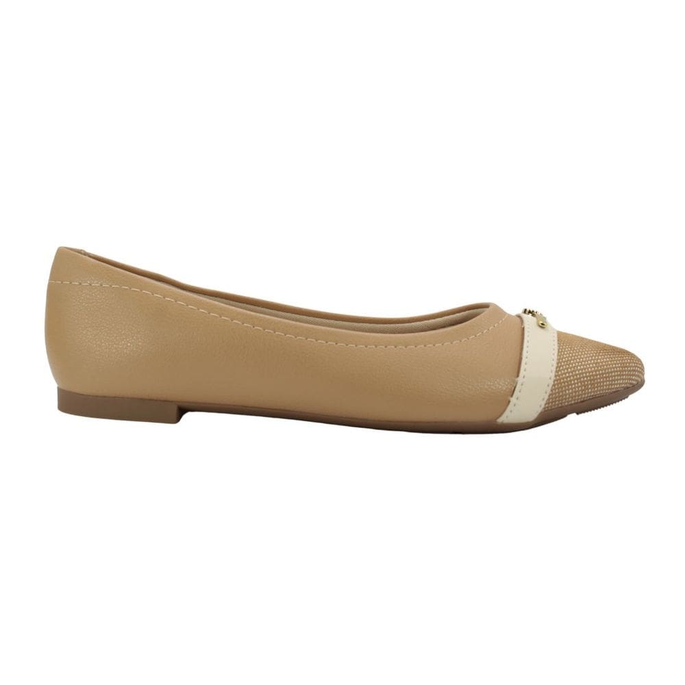 Sapatilha Feminina Modare Bico Fino Creme Camel
