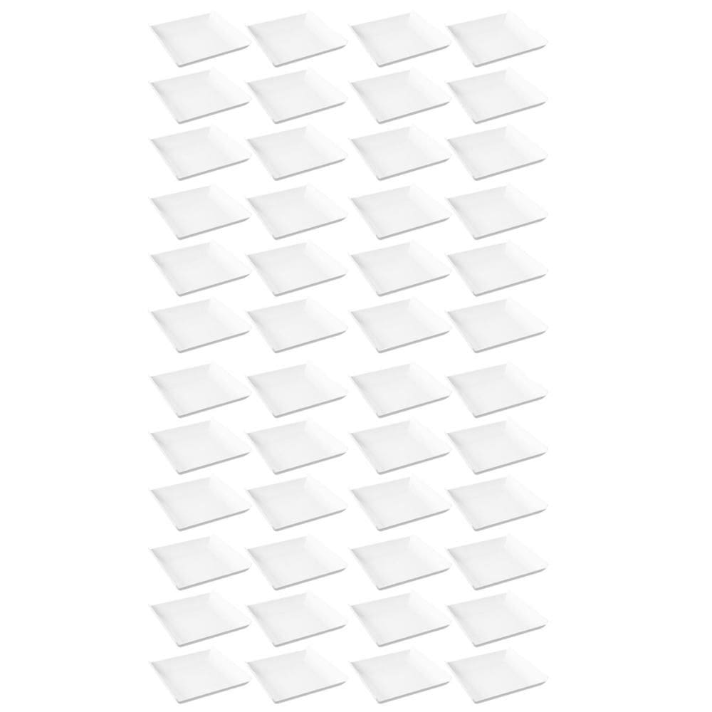 48 Pratos Quadrados Brancos Grandes 21cm Plástico Lanchonete Padaria Cozy Coza