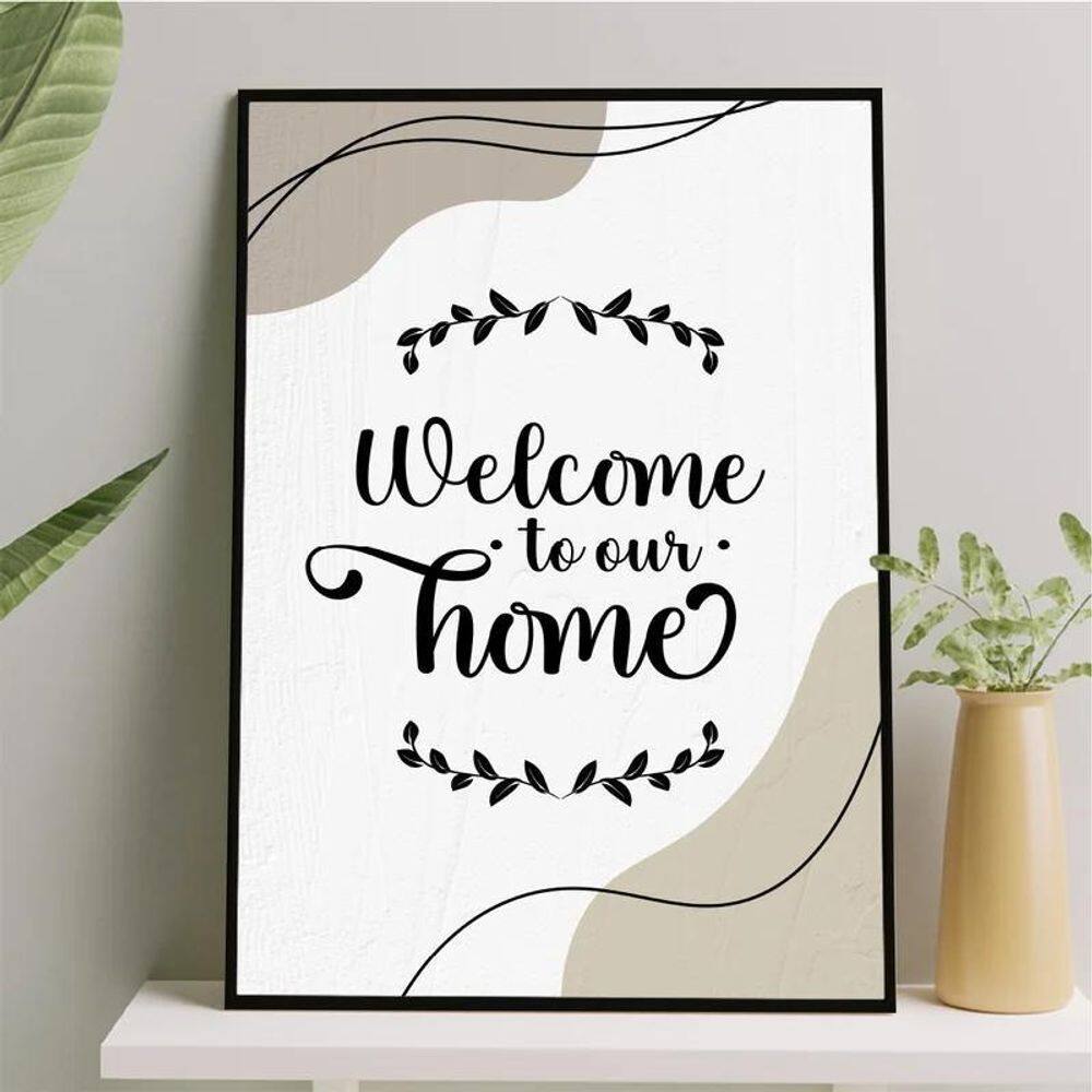 Quadro Welcome To Our Home 24X18Cm Preta