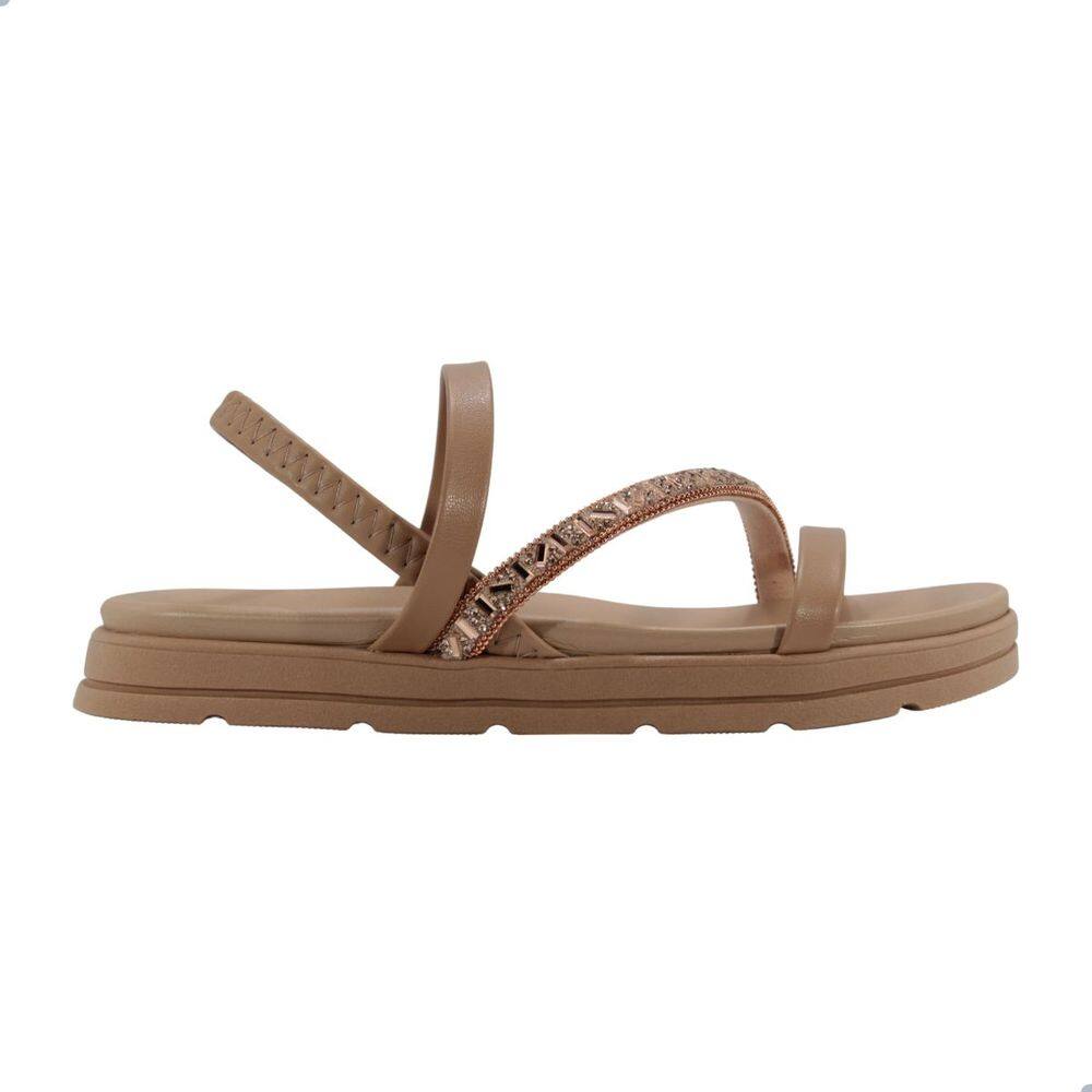 Sandália Feminina Moleca Creme e Ouro Rose