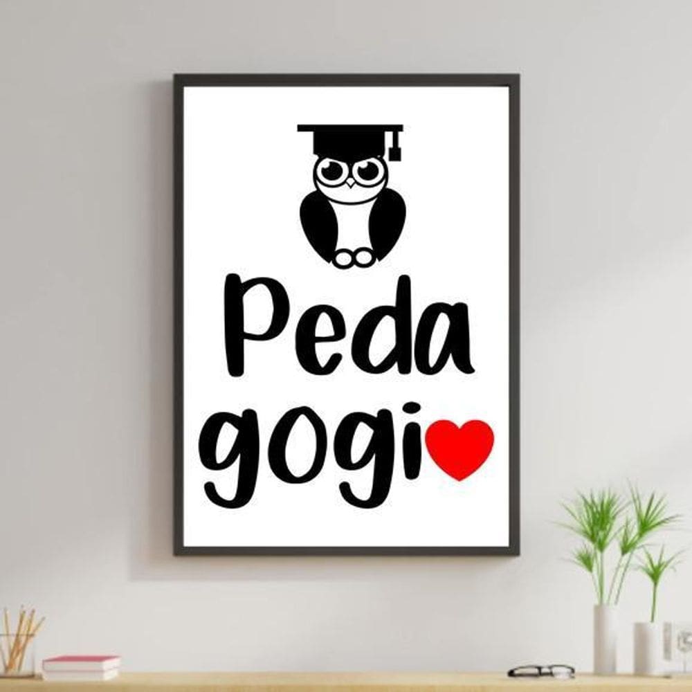 Quadro Decorativo Profissões Pedagogia Moldura Preta 24X18Cm