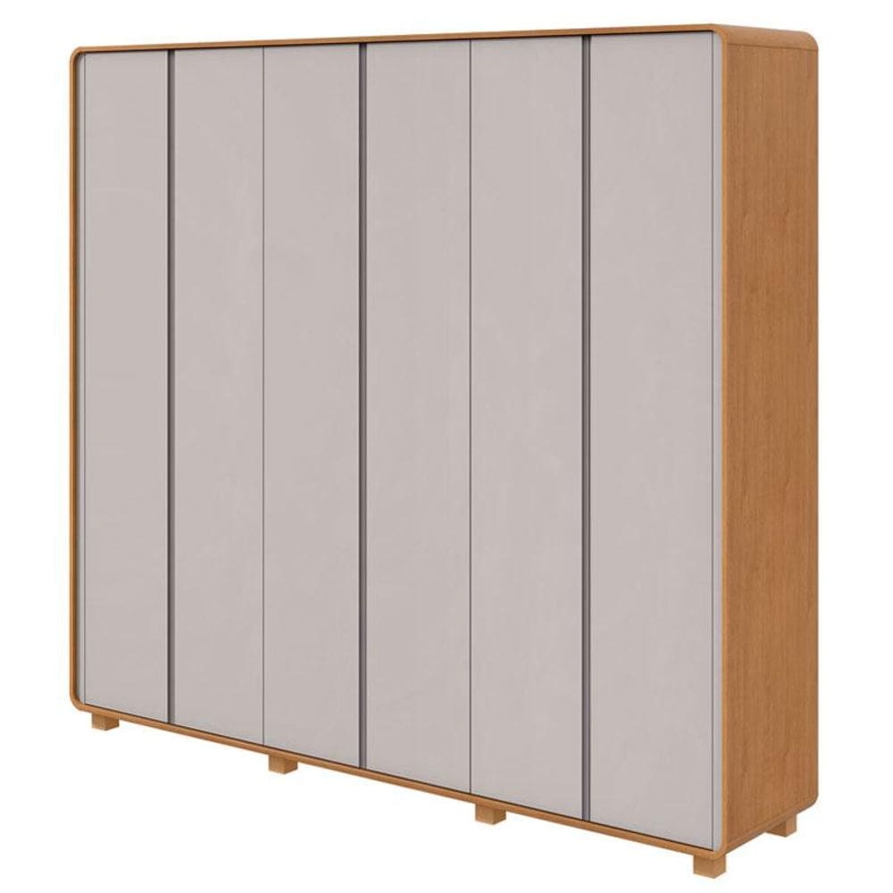 Guarda Roupa Casal Loop 6 Portas Amêndoa Clean Off White com Pés - Lopas