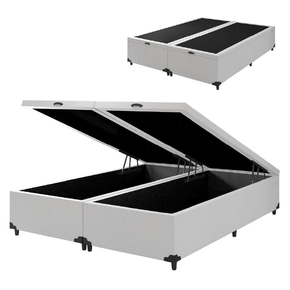 Cama Box Com Baú King 1,93m Prince Branco