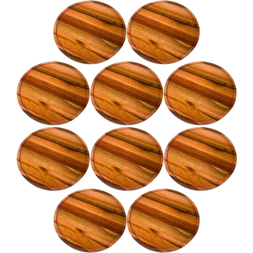 Kit 10 Tábuas de Madeira para Servir Pizza Frios 38cm Redondas Pizzarias Restaurantes