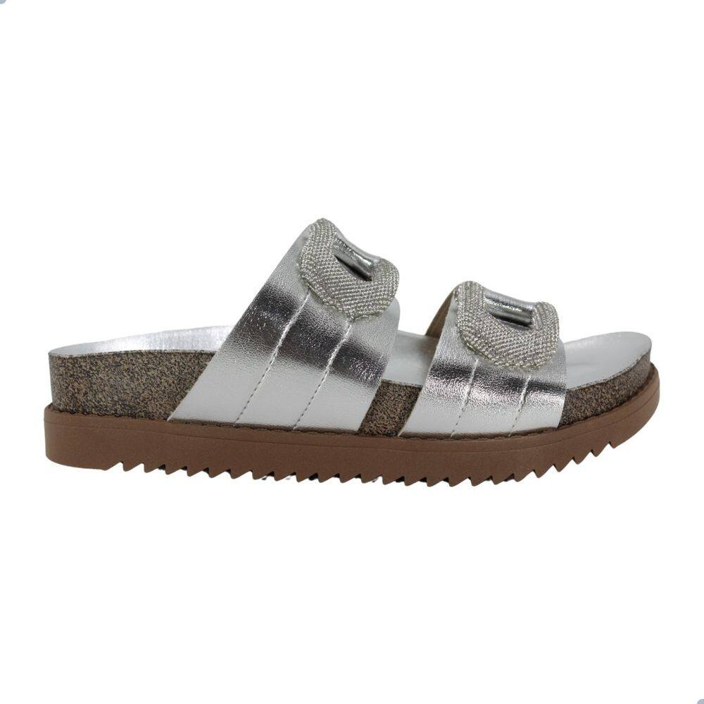 Tamanco Feminino Moleca Metalizado Premium Prata