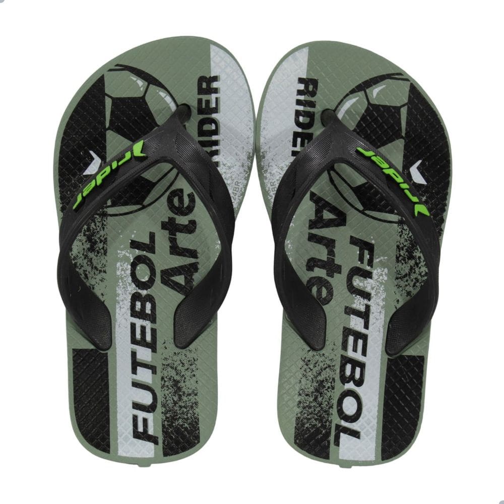 Chinelo Infantil Rider Street Joy Verde Preto e Branco