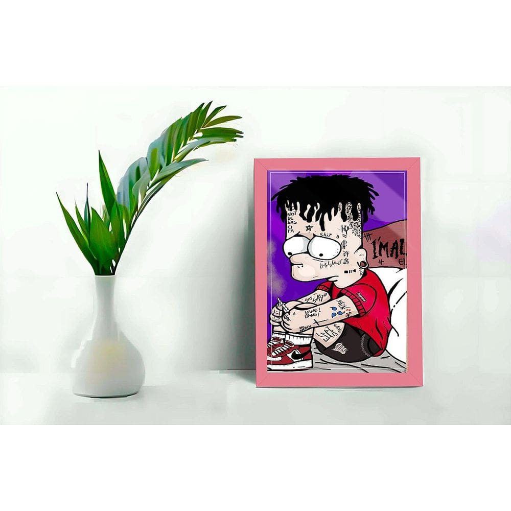 Quadro Decorativo Bart Cartoon Triste Moldura e Vidro 33x25