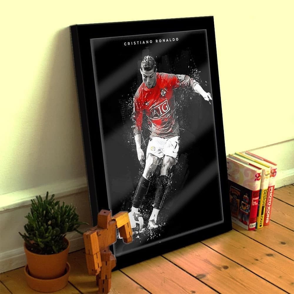 Quadro Decorativo Cristiano Ronaldo 33x25 C/ Vidro CR7