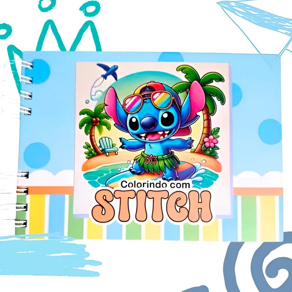 Livrinho para Colorir Colorindo com Stitch Capa Dura Azul