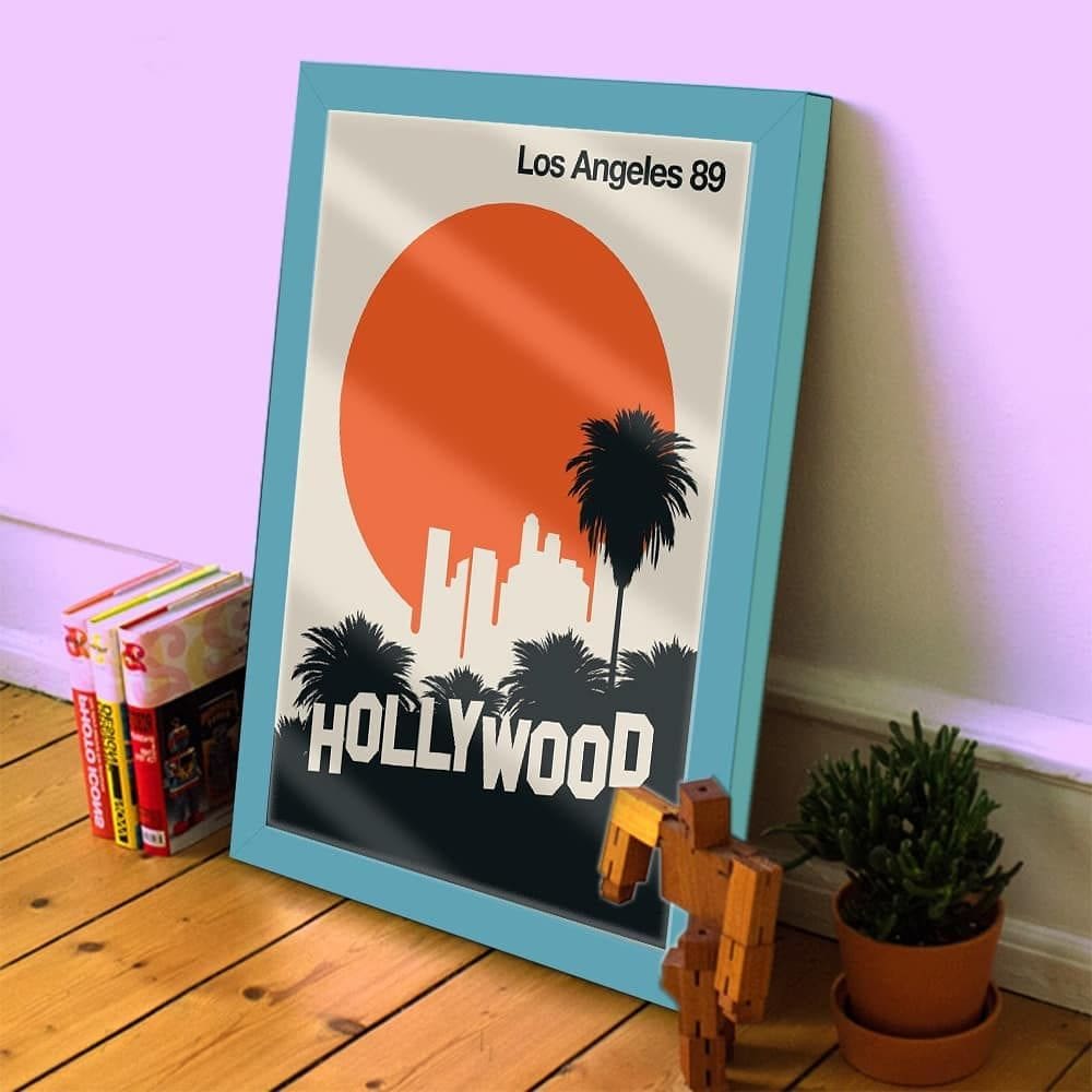 Quadro Decorativo Cidade Los Angeles Pop Art C/ Vidro 33x25