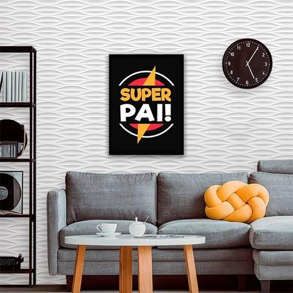 Quadro Decorativo Super Pai Moldura Preta 24X18Cm