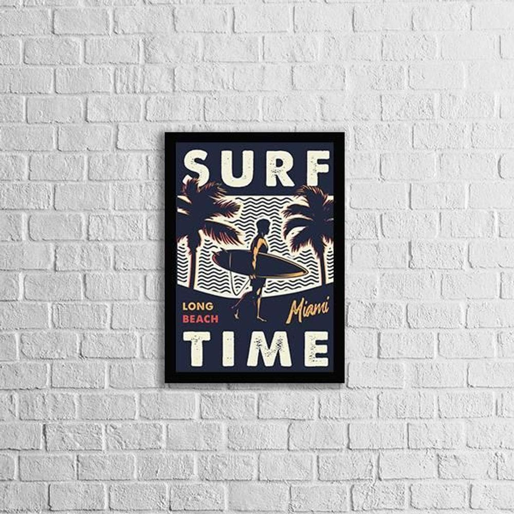 Quadro Surf Time 33X24Cm - Com Vidro Moldura Preta