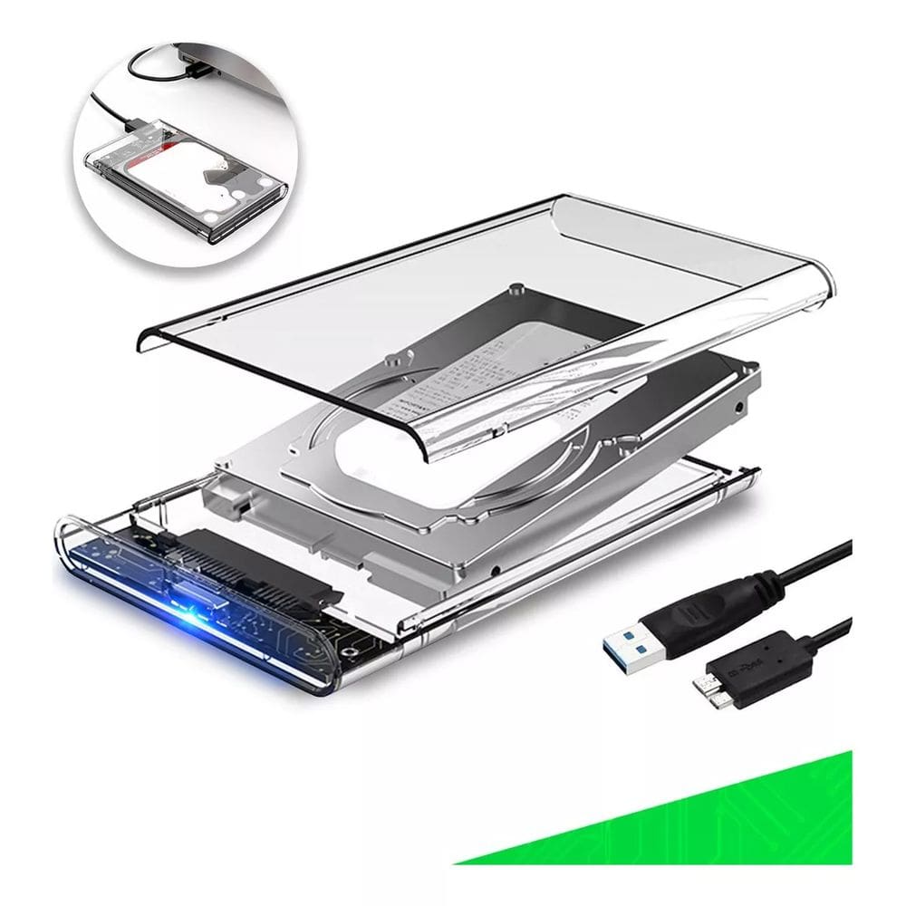 HD Externo Portátil USB 3.0 Case Transparente