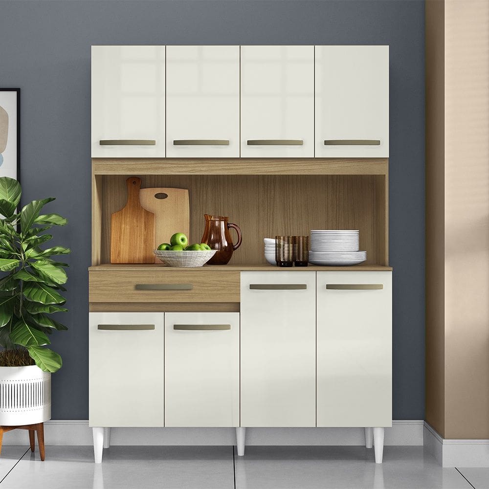 Cozinha Compacta Cleo 8 Portas Atacama Off White Aramóveis