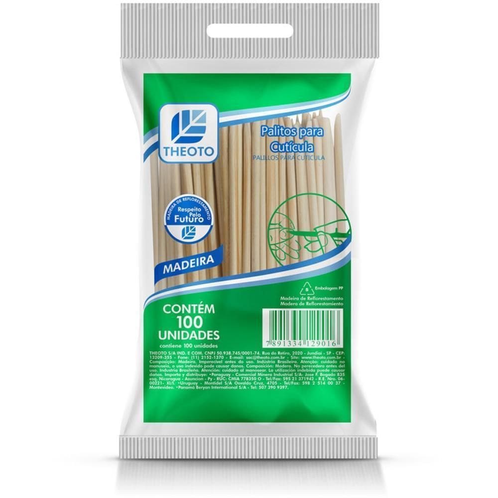 Linha Higiene Pessoal Palito De Madeira P/Unhas Pacote Com 100