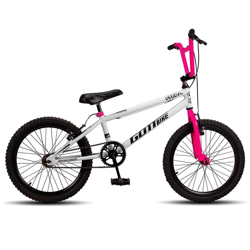 Bicicleta Infantil Aro 20 Bmx Freio V-brake Branco E Rosa Gottbike