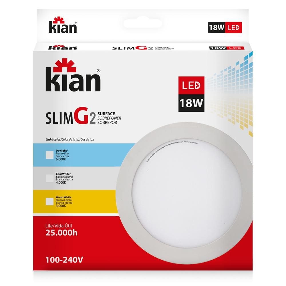 Painel Led de Sobrepor Redondo 18W Kian Branco Bivolt