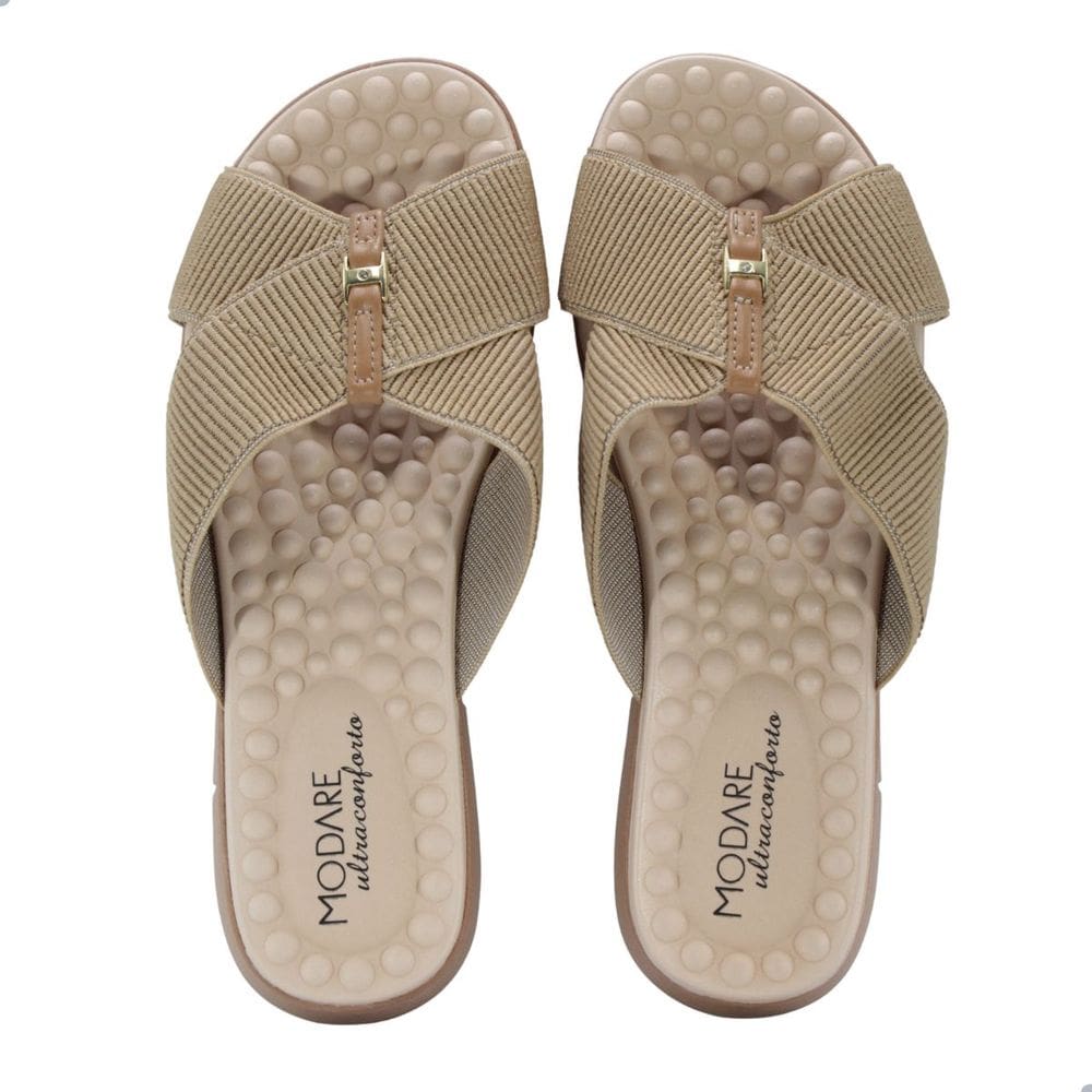 Tamanco Feminino Modare Elástico Canelado Napa Sense Flex Tan Camel