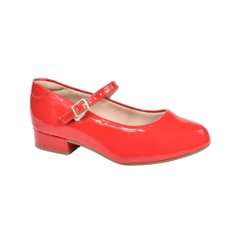Sapatilha Infantil Molekinha Fivela Social Com Salto Vermelho